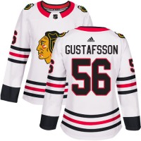 Adidas Chicago Blackhawks #56 Erik Gustafsson White Road Authentic Women's Stitched NHL Jersey