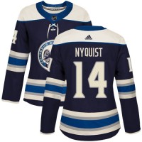 Adidas Blue Columbus Blue Jackets #14 Gustav Nyquist Navy Alternate Authentic Women's Stitched NHL Jersey