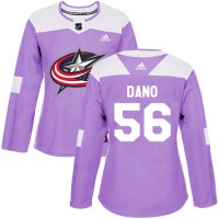 Adidas Blue Columbus Blue Jackets #56 Marko Dano Purple Authentic Fights Cancer Women's Stitched NHL Jersey