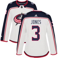 Adidas Blue Columbus Blue Jackets #3 Seth Jones White Road Authentic Women's Stitched NHL Jersey