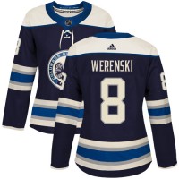 Adidas Blue Columbus Blue Jackets #8 Zach Werenski Navy Alternate Authentic Women's Stitched NHL Jersey