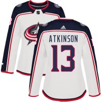 Adidas Blue Columbus Blue Jackets #13 Cam Atkinson White Road Authentic Women's Stitched NHL Jersey