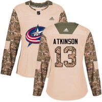 Adidas Blue Columbus Blue Jackets #13 Cam Atkinson Camo Authentic 2017 Veterans Day Women's Stitched NHL Jersey