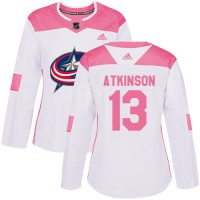 Adidas Blue Columbus Blue Jackets #13 Cam Atkinson White/Pink Authentic Fashion Women's Stitched NHL Jersey