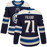 Adidas Blue Columbus Blue Jackets #71 Nick Foligno Navy Alternate Authentic Women's Stitched NHL Jersey