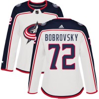 Adidas Blue Columbus Blue Jackets #72 Sergei Bobrovsky White Road Authentic Women's Stitched NHL Jersey