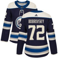 Adidas Blue Columbus Blue Jackets #72 Sergei Bobrovsky Navy Alternate Authentic Women's Stitched NHL Jersey