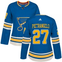 Adidas St. Louis Blues #27 Alex Pietrangelo Blue Alternate Authentic Women's Stitched NHL Jersey