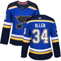 Adidas St. Louis Blues #34 Jake Allen Blue Home Authentic Women's Stitched NHL Jersey