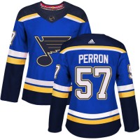 Adidas St. Louis Blues #57 David Perron Blue Home Authentic Women's Stitched NHL Jersey
