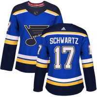 Adidas St. Louis Blues #17 Jaden Schwartz Blue Home Authentic Women's Stitched NHL Jersey