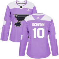 Adidas St. Louis Blues #10 Brayden Schenn Purple Authentic Fights Cancer Women's Stitched NHL Jersey