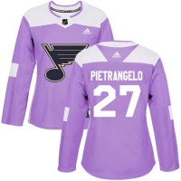Adidas St. Louis Blues #27 Alex Pietrangelo Purple Authentic Fights Cancer Women's Stitched NHL Jersey