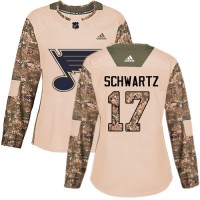 Adidas St. Louis Blues #17 Jaden Schwartz Camo Authentic 2017 Veterans Day Women's Stitched NHL Jersey