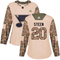 Adidas St. Louis Blues #20 Alexander Steen Camo Authentic 2017 Veterans Day Women's Stitched NHL Jersey
