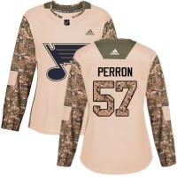 Adidas St. Louis Blues #57 David Perron Camo Authentic 2017 Veterans Day Women's Stitched NHL Jersey