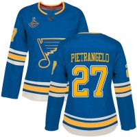 Adidas St. Louis Blues #27 Alex Pietrangelo Blue Alternate Authentic Stanley Cup Champions Women's Stitched NHL Jersey