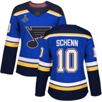 Adidas St. Louis Blues #10 Brayden Schenn Blue Home Authentic Stanley Cup Champions Women's Stitched NHL Jersey
