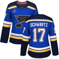 Adidas St. Louis Blues #17 Jaden Schwartz Blue Home Authentic Stanley Cup Champions Women's Stitched NHL Jersey