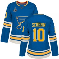 Adidas St. Louis Blues #10 Brayden Schenn Blue Alternate Authentic Stanley Cup Champions Women's Stitched NHL Jersey