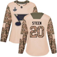 Adidas St. Louis Blues #20 Alexander Steen Camo Authentic 2017 Veterans Day Stanley Cup Champions Women's Stitched NHL Jersey