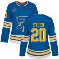 Adidas St. Louis Blues #20 Alexander Steen Blue Alternate Authentic Stanley Cup Champions Women's Stitched NHL Jersey