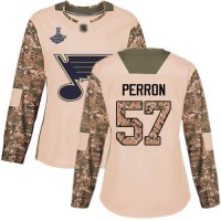 Adidas St. Louis Blues #57 David Perron Camo Authentic 2017 Veterans Day Stanley Cup Champions Women's Stitched NHL Jersey