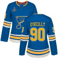 Adidas St. Louis Blues #90 Ryan O'Reilly Blue Alternate Authentic Stanley Cup Champions Women's Stitched NHL Jersey
