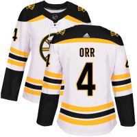 Adidas Boston Bruins #4 Bobby Orr White Road Authentic Women's Stitched NHL Jersey