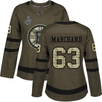 Adidas Boston Bruins #63 Brad Marchand Green Salute to Service Stanley Cup Final Bound Women's Stitched NHL Jersey