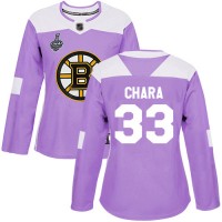 Adidas Boston Bruins #33 Zdeno Chara Purple Authentic Fights Cancer Stanley Cup Final Bound Women's Stitched NHL Jersey