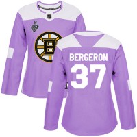Adidas Boston Bruins #37 Patrice Bergeron Purple Authentic Fights Cancer Stanley Cup Final Bound Women's Stitched NHL Jersey