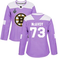 Adidas Boston Bruins #73 Charlie McAvoy Purple Authentic Fights Cancer Stanley Cup Final Bound Women's Stitched NHL Jersey