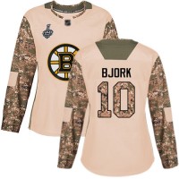 Adidas Boston Bruins #10 Anders Bjork Camo Authentic 2017 Veterans Day Stanley Cup Final Bound Women's Stitched NHL Jersey