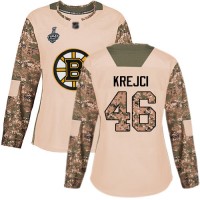 Adidas Boston Bruins #46 David Krejci Camo Authentic 2017 Veterans Day Stanley Cup Final Bound Women's Stitched NHL Jersey