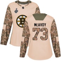 Adidas Boston Bruins #73 Charlie McAvoy Camo Authentic 2017 Veterans Day Stanley Cup Final Bound Women's Stitched NHL Jersey