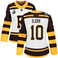 Adidas Boston Bruins #10 Anders Bjork White Authentic 2019 Winter Classic Stanley Cup Final Bound Women's Stitched NHL Jersey