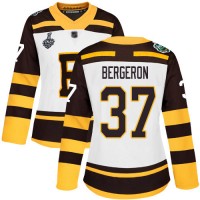 Adidas Boston Bruins #37 Patrice Bergeron White Authentic 2019 Winter Classic Stanley Cup Final Bound Women's Stitched NHL Jersey