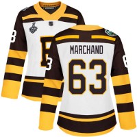 Adidas Boston Bruins #63 Brad Marchand White Authentic 2019 Winter Classic Stanley Cup Final Bound Women's Stitched NHL Jersey