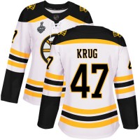 Adidas Boston Bruins #47 Torey Krug White Road Authentic Stanley Cup Final Bound Women's Stitched NHL Jersey