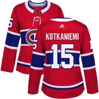 Adidas Montreal Canadiens #15 Jesperi Kotkaniemi Red Home Authentic Women's Stitched NHL Jersey