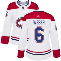Adidas Montreal Canadiens #6 Shea Weber White Road Authentic Women's Stitched NHL Jersey