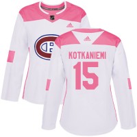 Adidas Montreal Canadiens #15 Jesperi Kotkaniemi White/Pink Authentic Fashion Women's Stitched NHL Jersey
