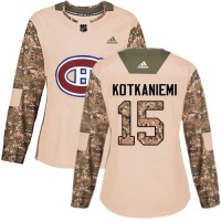 Adidas Montreal Canadiens #15 Jesperi Kotkaniemi Camo Authentic 2017 Veterans Day Women's Stitched NHL Jersey