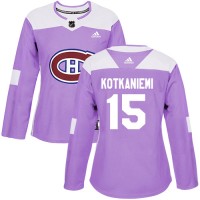 Adidas Montreal Canadiens #15 Jesperi Kotkaniemi Purple Authentic Fights Cancer Women's Stitched NHL Jersey