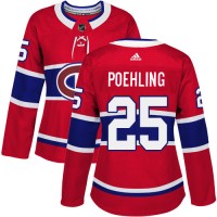 Adidas Montreal Canadiens #25 Ryan Poehling Red Home Authentic Women's Stitched NHL Jersey