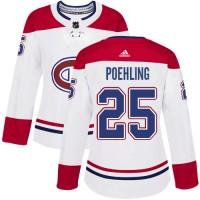 Adidas Montreal Canadiens #25 Ryan Poehling White Road Authentic Women's Stitched NHL Jersey