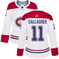 Adidas Montreal Canadiens #11 Brendan Gallagher White Road Authentic Women's Stitched NHL Jersey