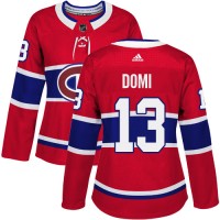 Adidas Montreal Canadiens #13 Max Domi Red Home Authentic Women's Stitched NHL Jersey