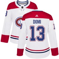 Adidas Montreal Canadiens #13 Max Domi White Road Authentic Women's Stitched NHL Jersey